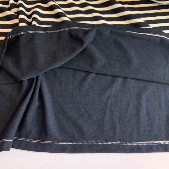 Max Studio Tunic Top Womens 2X Plus Black Sand Boatneck Striped Side Slits Boxy - Picture 10 of 13